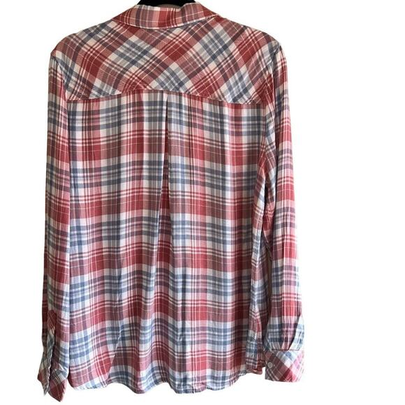 Max & Mia 100% rayon long sleeve plaid flannel Rose Size XL - Picture 3 of 6